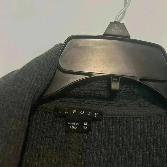 Theory Gray Open Front Cardigan Long Sweater Womens Size M - Picture 2 of 5